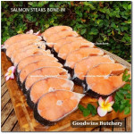 Salmon BONE-IN Atlantic Chile frozen MEDIUM SIZE steak cuts 3/4" 2cm (price/pack 600g 3-4pcs)